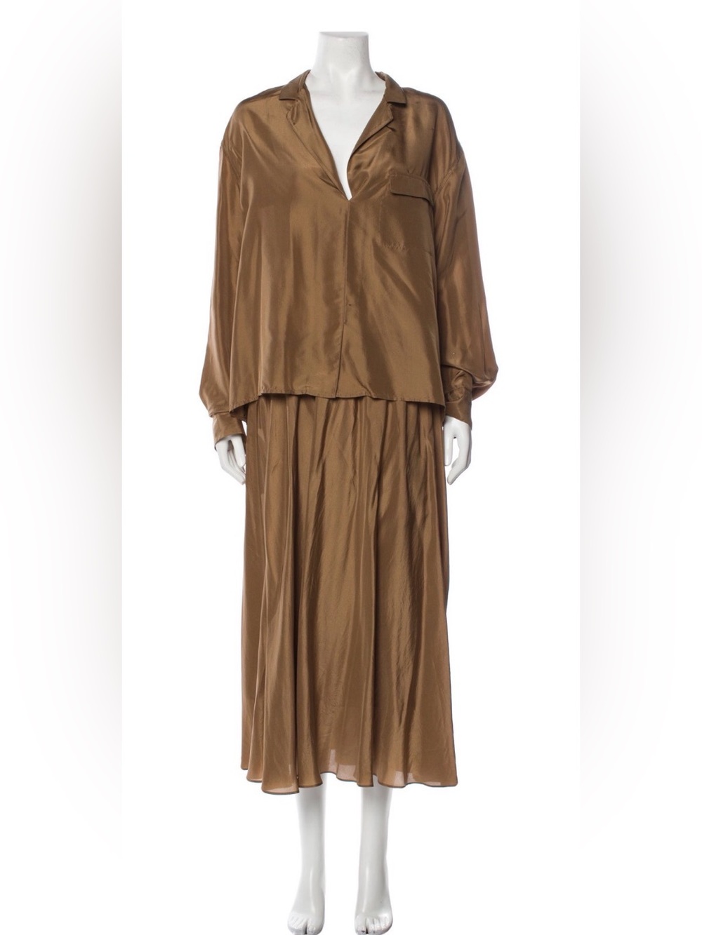 Vince Brown Shirt and Skirt Set